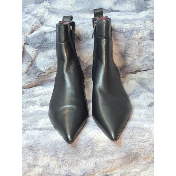 NWB SARTO by Franco Sarto Mala Black Leather Pointed Toe‎ Kitten Heel Booties 7 - Picture 3 of 9